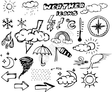 气象学家一套天气手绘图标插画