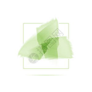 3个绿色水彩画笔触摸抽象生态标志背景图片