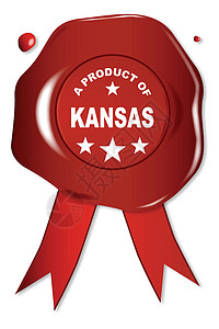 堪萨斯州产品邮票图章丝带橡皮印章印模红色海豹插画