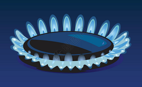 多代燃气火焰活力插图烹饪化石力量蓝色丁烷燃料黑色丙烷插画