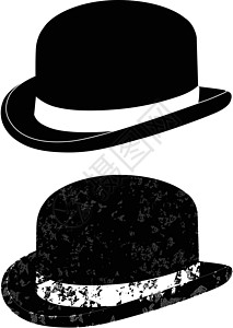 黑色礼帽黑色圆顶黑斗士帽男士奢华婚礼对象计算机三叶草礼帽绘图复古版税插画