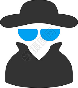 福尔摩斯商业双彩集的 Spy 图标勘探犯罪服务字形私人检查员间谍手表调查外套插画