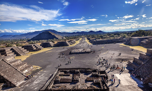 墨西哥考古学墨西哥城Teotihuacan死亡大道大街旅游地标街道风景石头建筑学遗产金字塔考古学背景