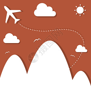 飞行飞机航班航空翅膀插图时间插画家白色运输阴影旅行背景图片