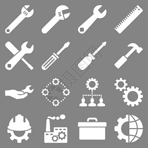 选项和服务工具图标集图示集图标车轮工程配置锤子矢量环境用户维修安全背景图片