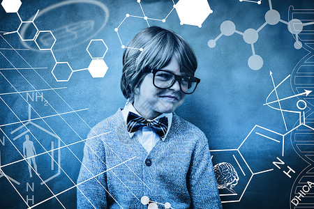 科学图形综合图象微笑学生眼镜蓝色化学医疗金发女郎药品童年化工背景图片