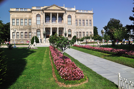 马尔马拉土耳其伊斯坦布尔Dolmabahace宫旅游地标建筑学城市城堡房子场景火鸡入口生活背景