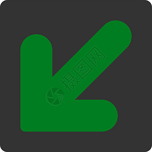绿色向下箭头左平面绿色和灰色向下箭头导航光标指针字形出口运动图标插画