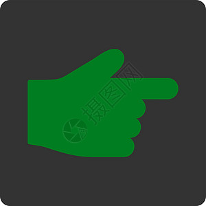 拇指图标平直指绿色和灰色整形按键作品拇指字形手势棕榈导航手指图标指针光标插画