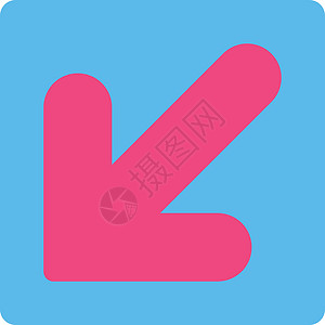粉色向下箭头左平平面粉色和蓝色向下箭箭头光标出口字形指针图标导航运动插画