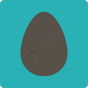 青色鸡蛋芒鸡蛋平面灰色和青青色早餐食物形式青色数字细胞图标字形插画
