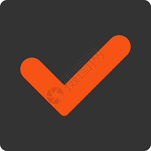 是 平平橙色和灰色复选验证标记图标成功协议字形投票背景图片