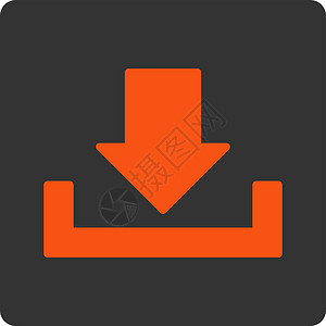 下下载平平橙色和灰色店铺图标保管箱磁盘箭头字形储蓄贮存收件箱背景图片