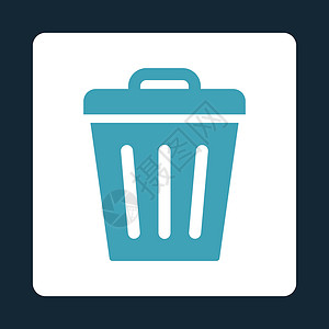 平平蓝色和白色颜色的废件回收桶垃圾字形篮子环境深蓝色背景倾倒回收站生态图标背景图片