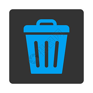 平放蓝色和灰色的垃圾回收罐生态环境篮子垃圾桶倾倒图标垃圾箱回收回收站背景图片