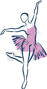 青少年舞蹈女性芭蕾舞女青少年紫色女士芭蕾舞演员女孩舞蹈插画