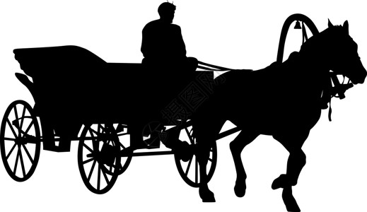 马尔拉剪影马和马车与车夫 矢量说明教练力量司机马具运动男人旅行哺乳动物庆典车轮插画