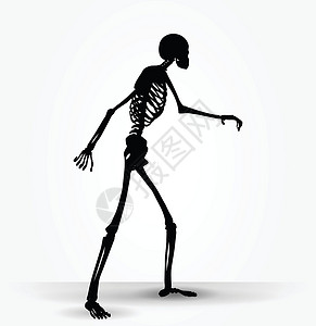 红裙跳舞骷髅摇摆姿势的轮廓骨骼骨头阴影草图冒充白色洗牌插图黑色框架设计图片