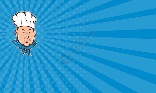 商业名片厨师 快乐的孤立卡通背景图片