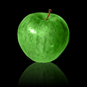 白色背景上孤立的绿苹果叶子宏观蔬菜水果红色小路绿色剪裁照片食物背景图片