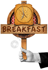 七点钟早餐时间  与厨师手签名木头小时木材食物广告手表糖类圆圈营销餐厅背景