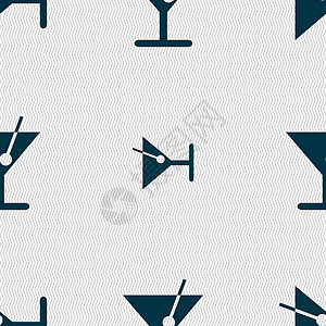 马蒂尼鸡尾酒鸡尾酒图标标志 具有几何纹理的无缝模式 韦克托柠檬牛奶酒精热带果汁橙子冰块薄荷饮料啤酒插画