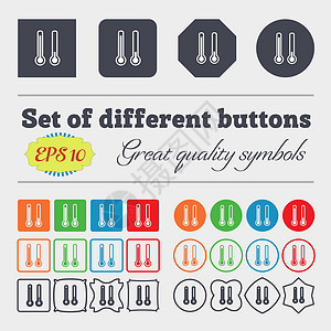 温度计按钮素材温度计温度图标符号 大套多彩 多样 优质的按钮 矢量插画