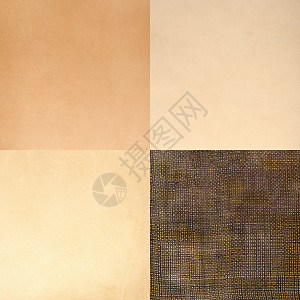 一套米色皮革样品墙纸革质质量牛皮材料隐藏皮肤废料纺织品褐色背景图片