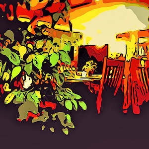 餐厅墙纸美术艺术家具插图饭厅背景图片