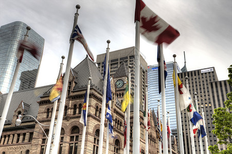 多伦多老市政厅历史性建筑地标城市旗帜旅行建筑学背景
