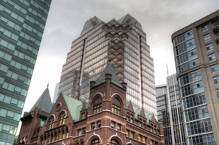 旧楼和新多伦多景观摩天大楼城市建筑学背景图片