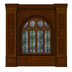 城堡窗口 - 3D 渲染背景图片