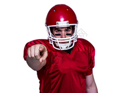 手指足球美国足球运动员的手指指指美国运动竞技面漆运动服男性男人红色手势头盔体育背景