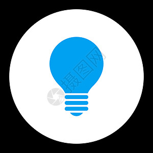 高效图标蓝色和白色的平板Bulb天才玻璃思维灯泡发明图标头脑专利活力力量背景