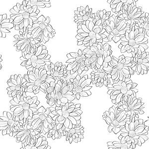 手绘小雏菊椰子花束模式手绘包装植物群草图插图墙纸纺织品绘画织物作品背景