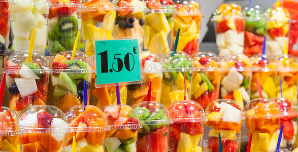 水果沙拉市场奇异果西瓜食物香蕉小吃橙子营养饮食甜点背景图片