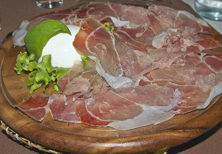 意大利食品 火腿和马扎里拉背景图片