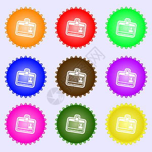 Id 卡片图标符号 一组九种不同彩色标签 矢量背景图片
