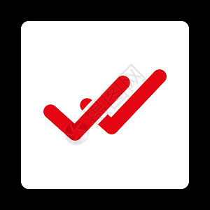 验证图标成功字形复选正方形白色表决投票红色测试标记背景图片