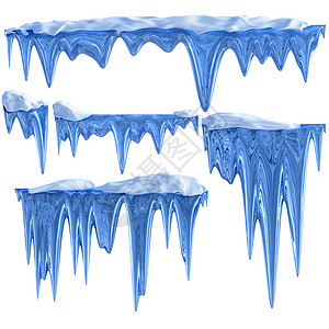 蓝色卡通冰柱蓝色阴影下吊挂的解冻冰柱季节剪裁水晶冰箱冷冻冷却器老化冻结天气玻璃背景