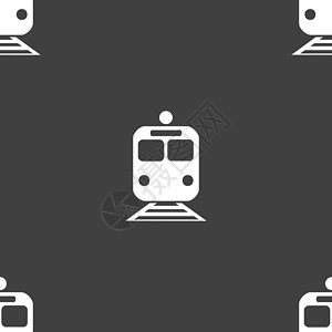 地铁上上班族列图标符号 灰色背景上的无缝模式 矢量铁路车轮时间路线地铁交通工具运输航程速度座位设计图片