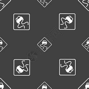 路滑图标标志 灰色背景上的无缝模式 矢量电脑控制艺术碰撞建造旅行注意力夹子地面运输背景图片