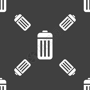 垃圾图标符号 灰色背景上的无缝模式 矢量手套盒子垃圾箱工具箱网络艺术产品纸板金属篮子背景图片
