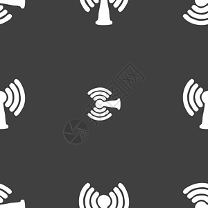 无线端界面Wifi 互联网图标符号 在灰色背景上的无缝模式 矢量电子概念播送按钮中心想法路由器世界热点网络插画