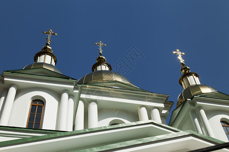 东正教天空宗教金子蓝色大教堂圆顶建筑城市基督旅游高清图片