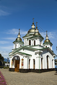 东正教建筑圆顶教堂旅行旅游建筑学蓝色城市宗教历史高清图片