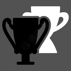 灰色杯子来自竞争和成功双彩双彩图标集的Trophy杯图标优胜者竞赛名声沙漠奖项高脚杯饮料杯子金杯评分插画