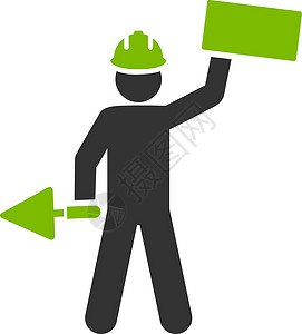 色的工人Basic 普通图标集中的构建器图标职业生态工人建筑师头盔建筑学绿色商业服务承包商插画