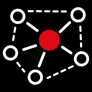 红色线条圆圈分子链接图标网络五角星合作分支机构营销团队光栅社会线条红色背景