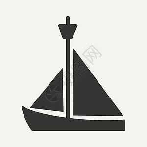 桅杆船黑色和白色移动应用游艇平板插画